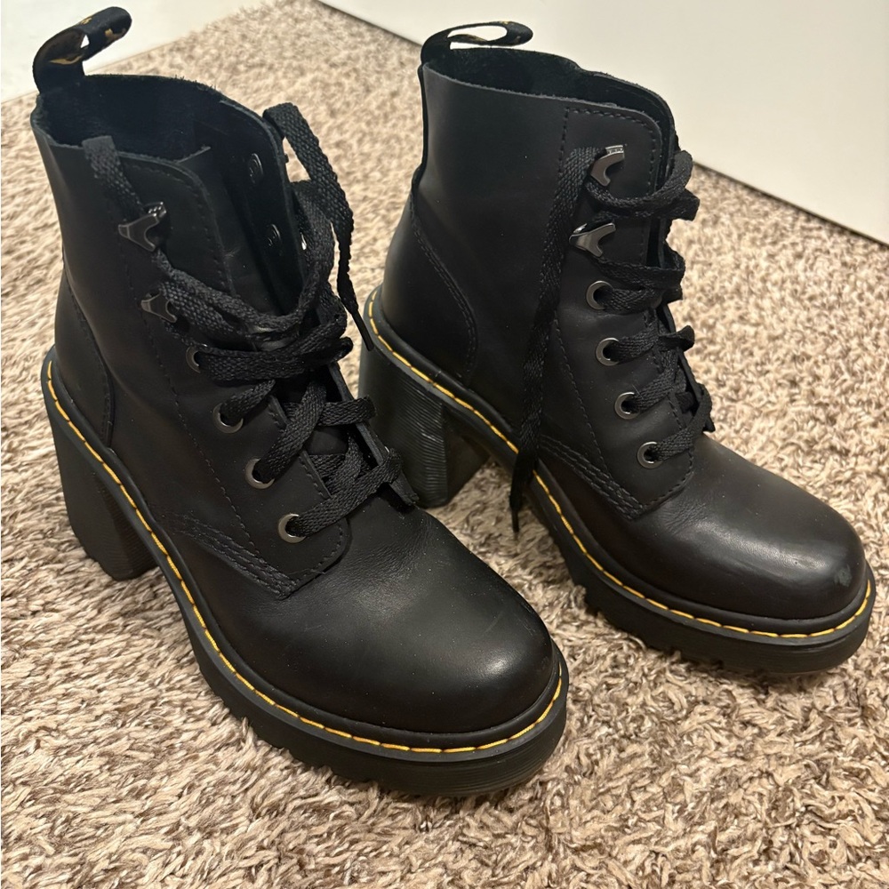 Dr. Martens Jesy Black Lace-Up Boots with Chunky Heel